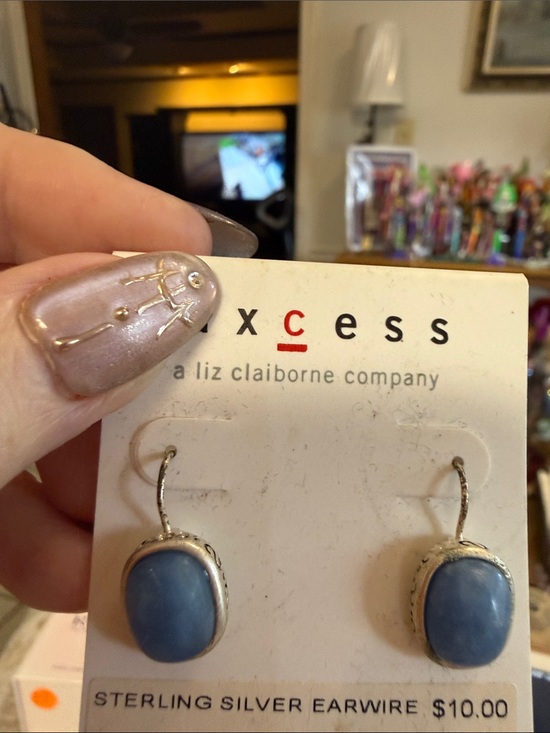 Liz Claiborne Jewelry - Liz Claiborne Axcess Blue Stone Drop Earrings with Silver Tone Setting